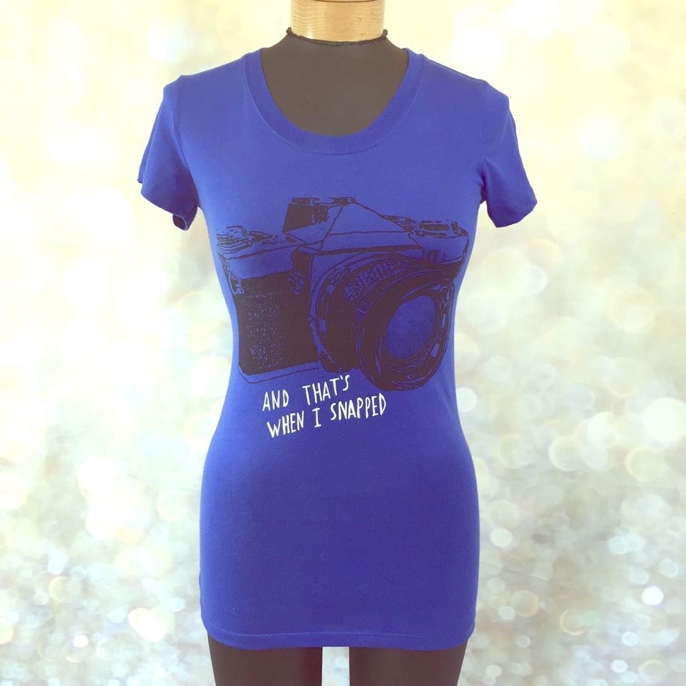 FRZ Graphic Tee S Photography Camera T-Shirt Blue